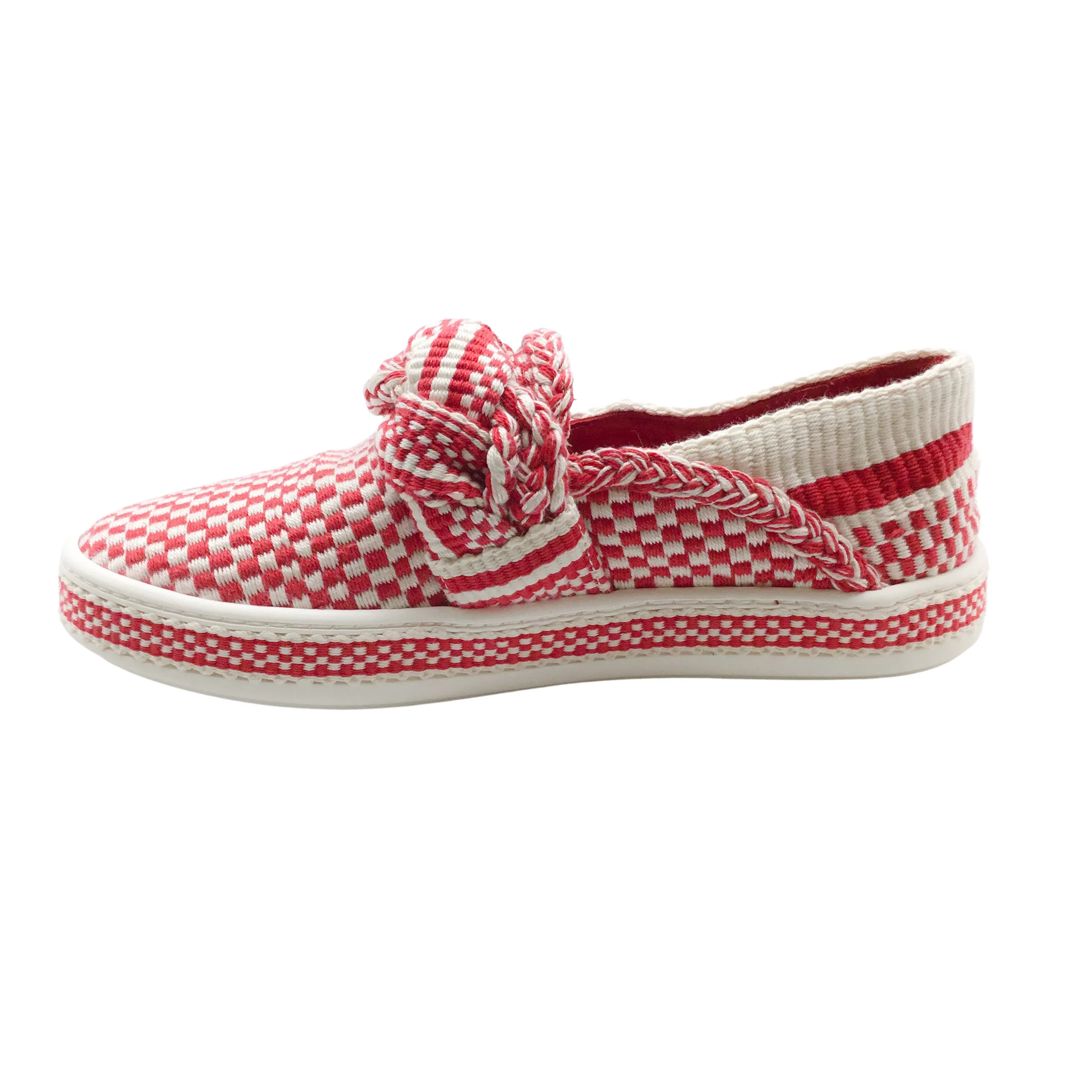 ANTOLINA Red Check Woven Slip On Sneakers