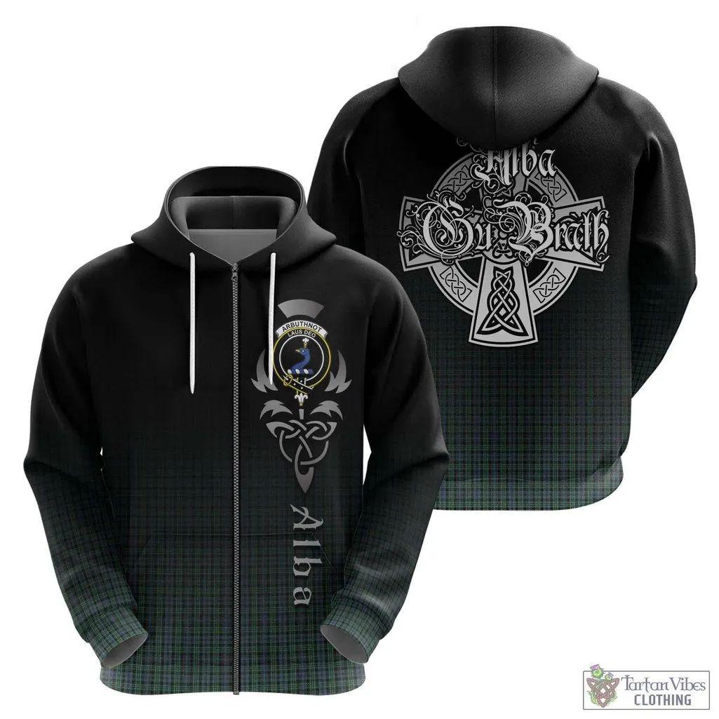 Arbuthnot Tartan Hoodie Featuring Alba Gu Brath Family Crest Celtic Inspired