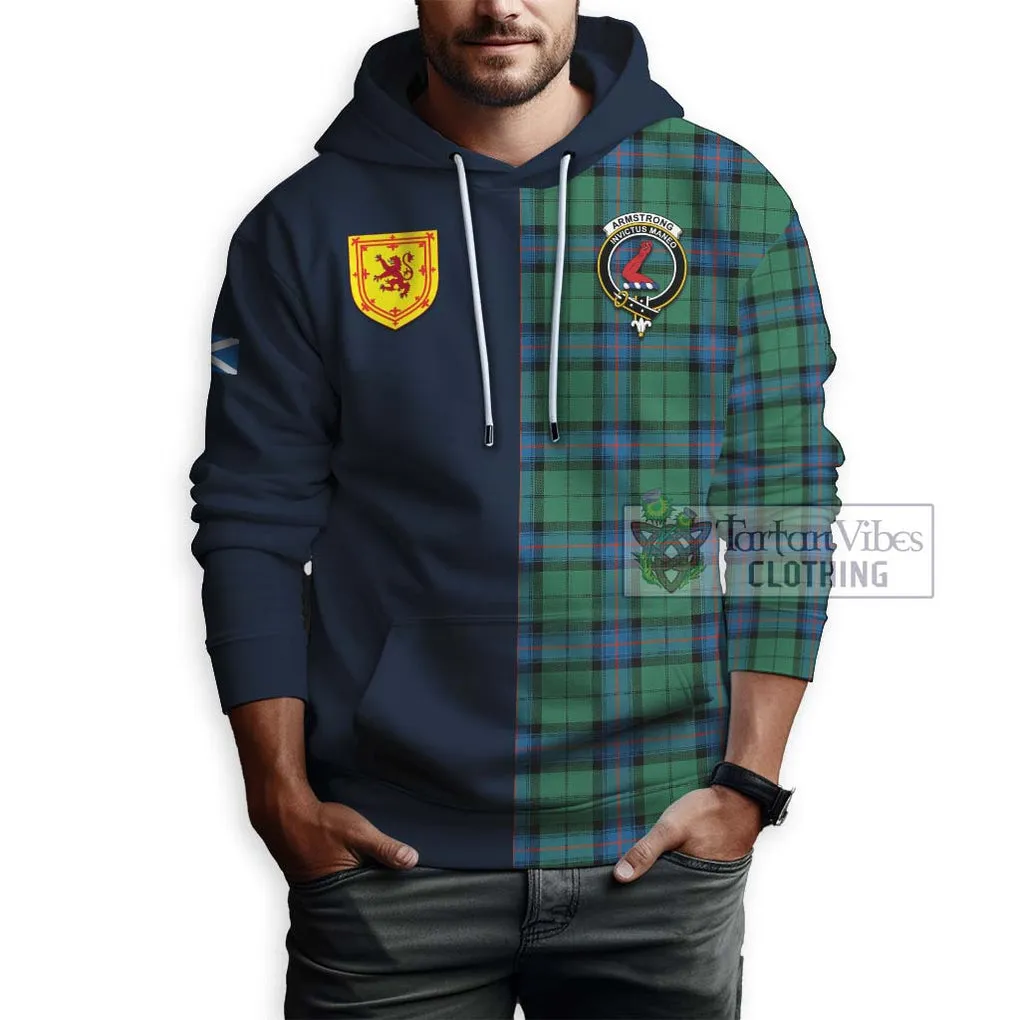 Armstrong Ancient Tartan Hoodie Alba with Scottish Lion Royal Arm Half Style