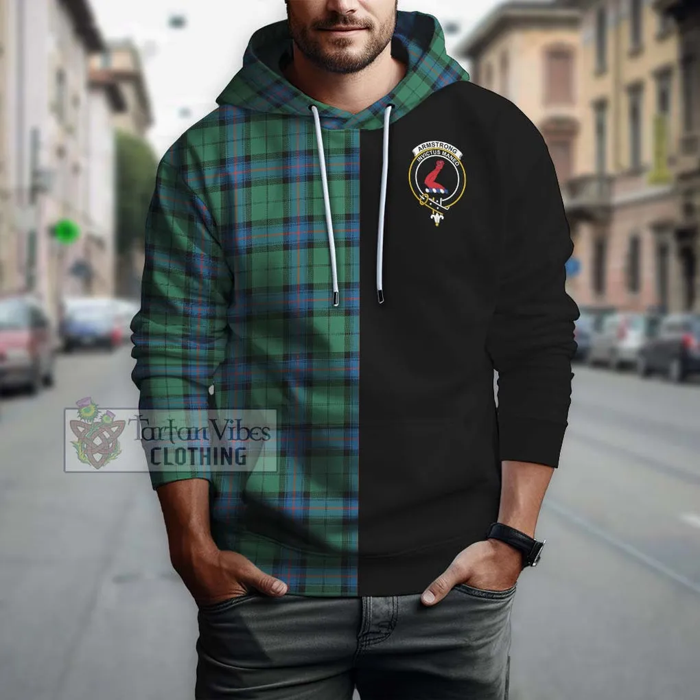 Armstrong Ancient Tartan Hoodie with Family Crest and Half Of Me Style