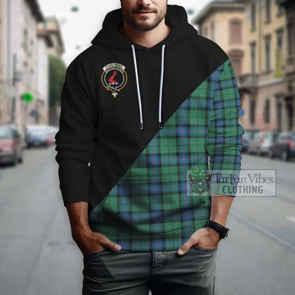 Armstrong Ancient Tartan Hoodie with Family Crest and Military Logo Style