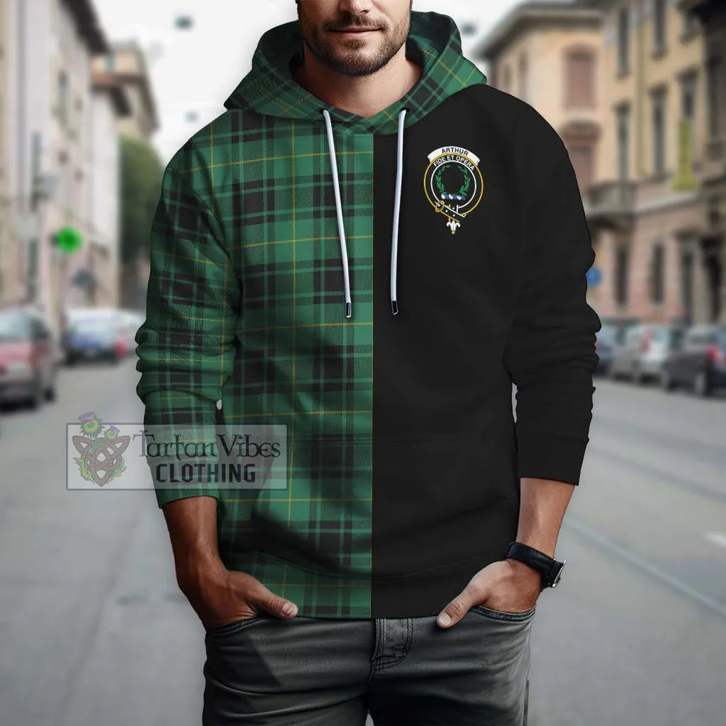 Arthur Ancient Tartan Hoodie with Family Crest and Half Of Me Style