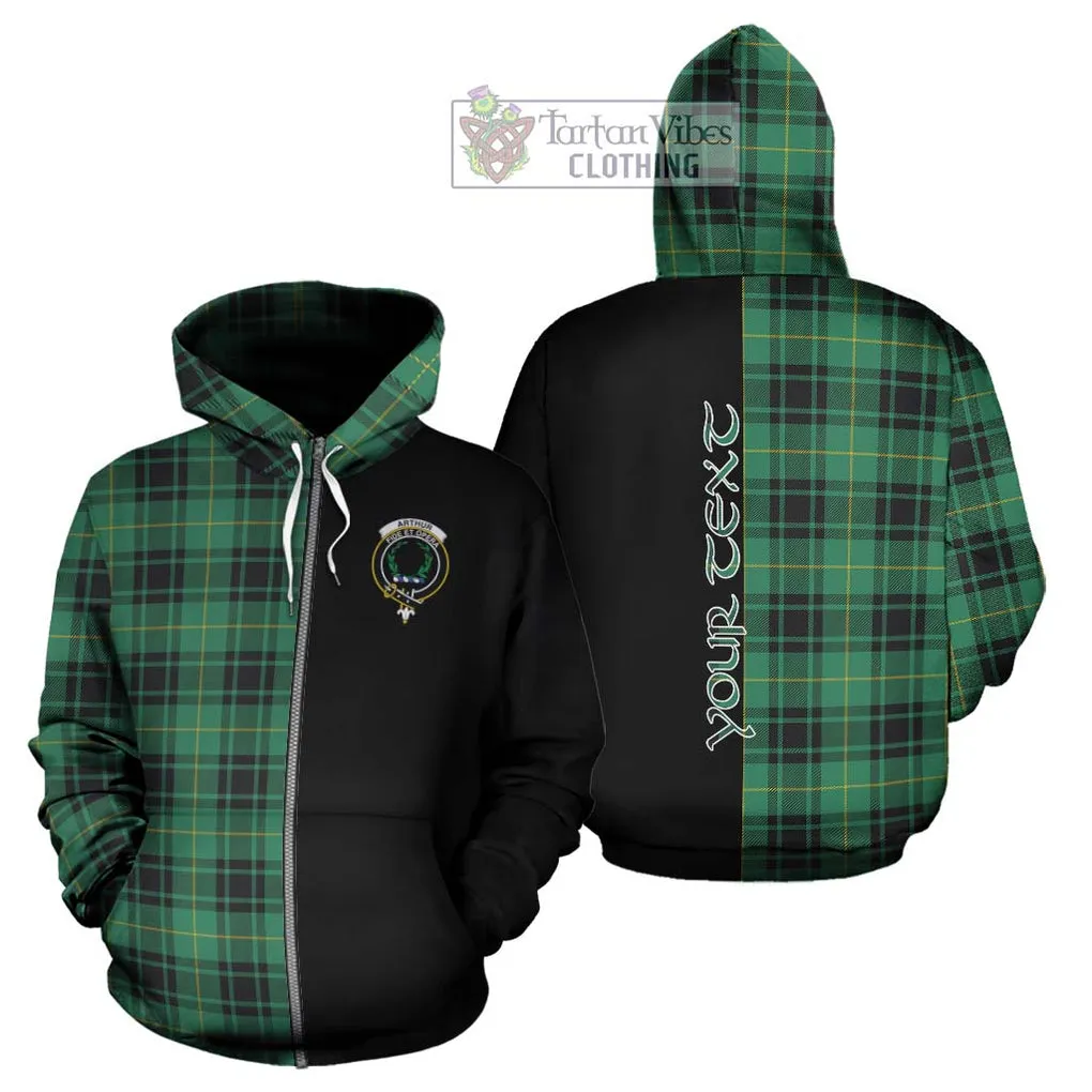 Arthur Ancient Tartan Hoodie with Family Crest and Half Of Me Style