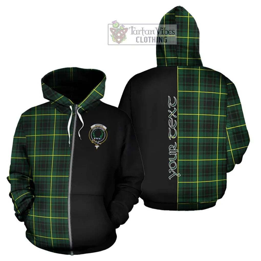 Arthur Modern Tartan Hoodie with Family Crest and Half Of Me Style