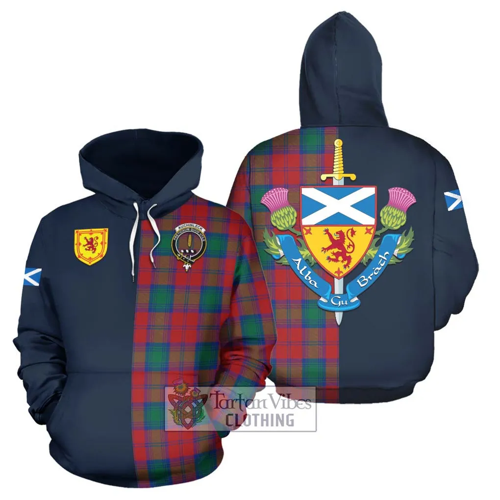 Auchinleck (Affleck) Tartan Hoodie Alba with Scottish Lion Royal Arm Half Style