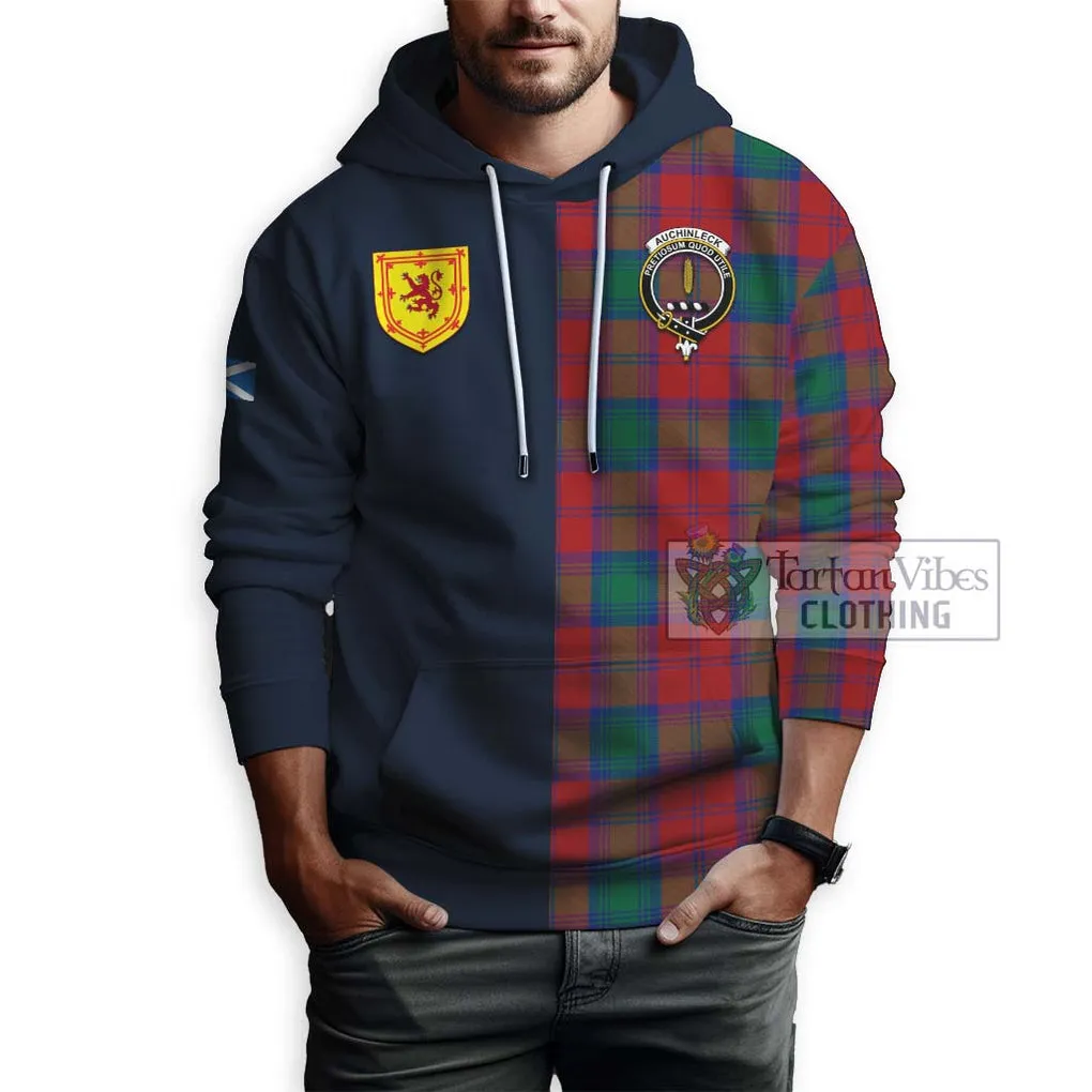 Auchinleck (Affleck) Tartan Hoodie Alba with Scottish Lion Royal Arm Half Style