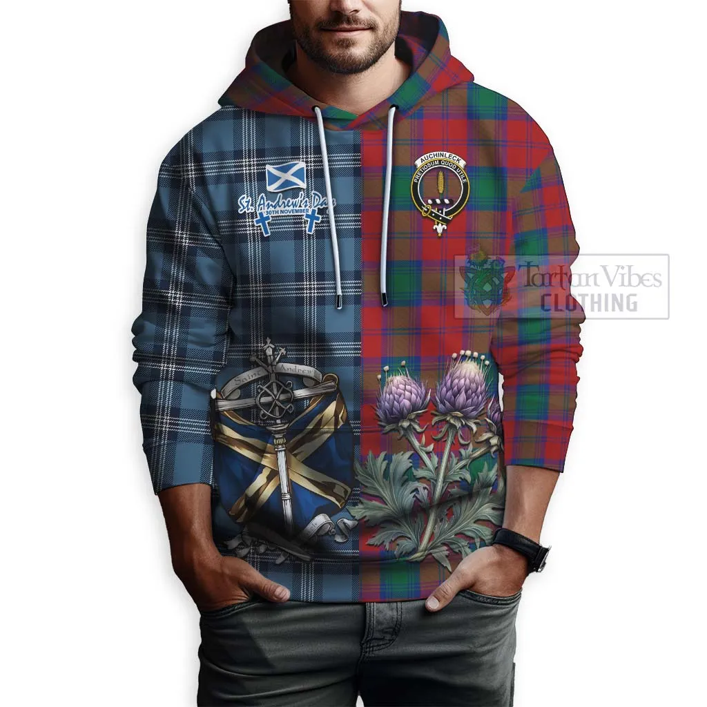 Auchinleck (Affleck) Tartan Hoodie Happy St. Andrew's Day Half Tartan Style