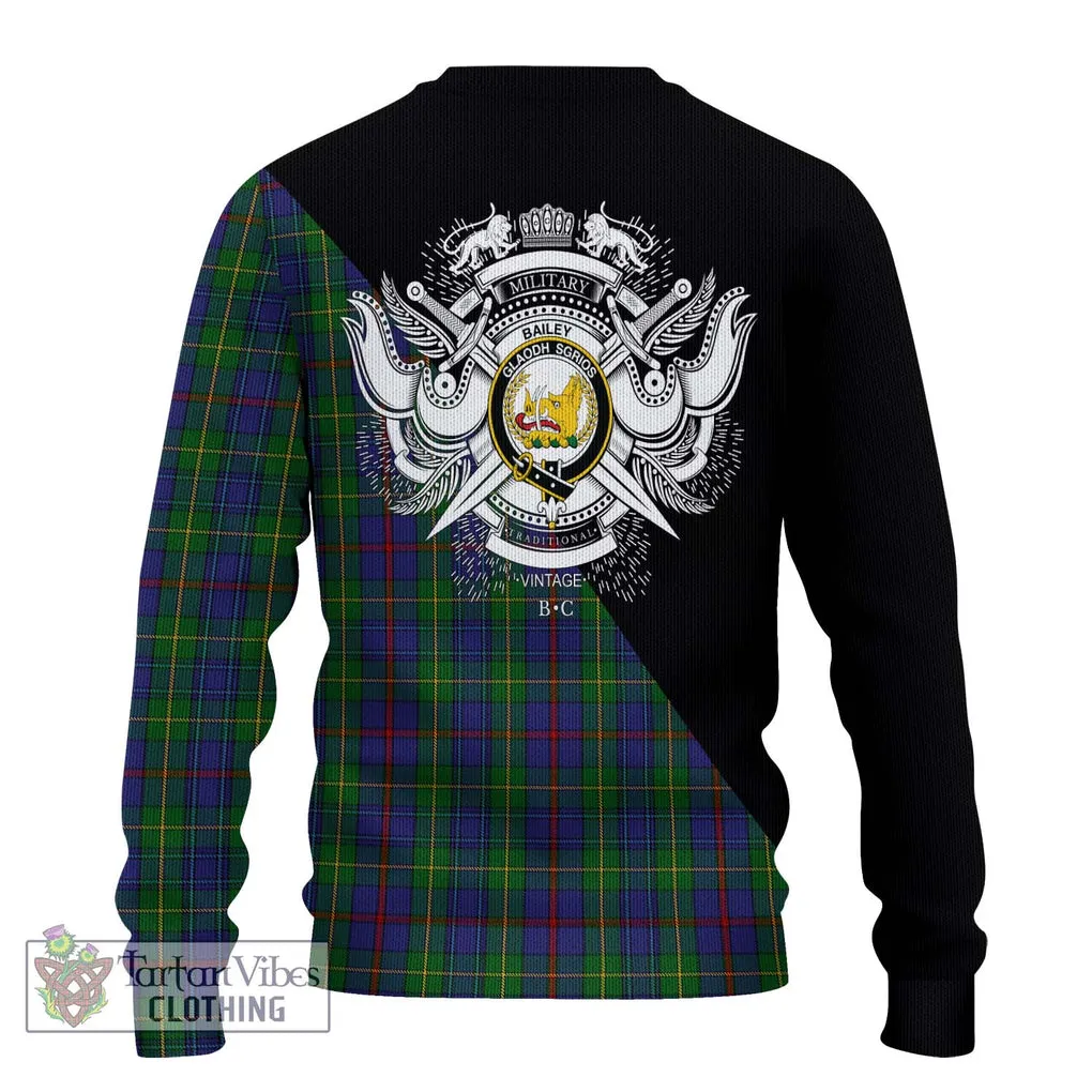 Bailey Tartan Ugly Sweater with Family Crest and Military Logo Style