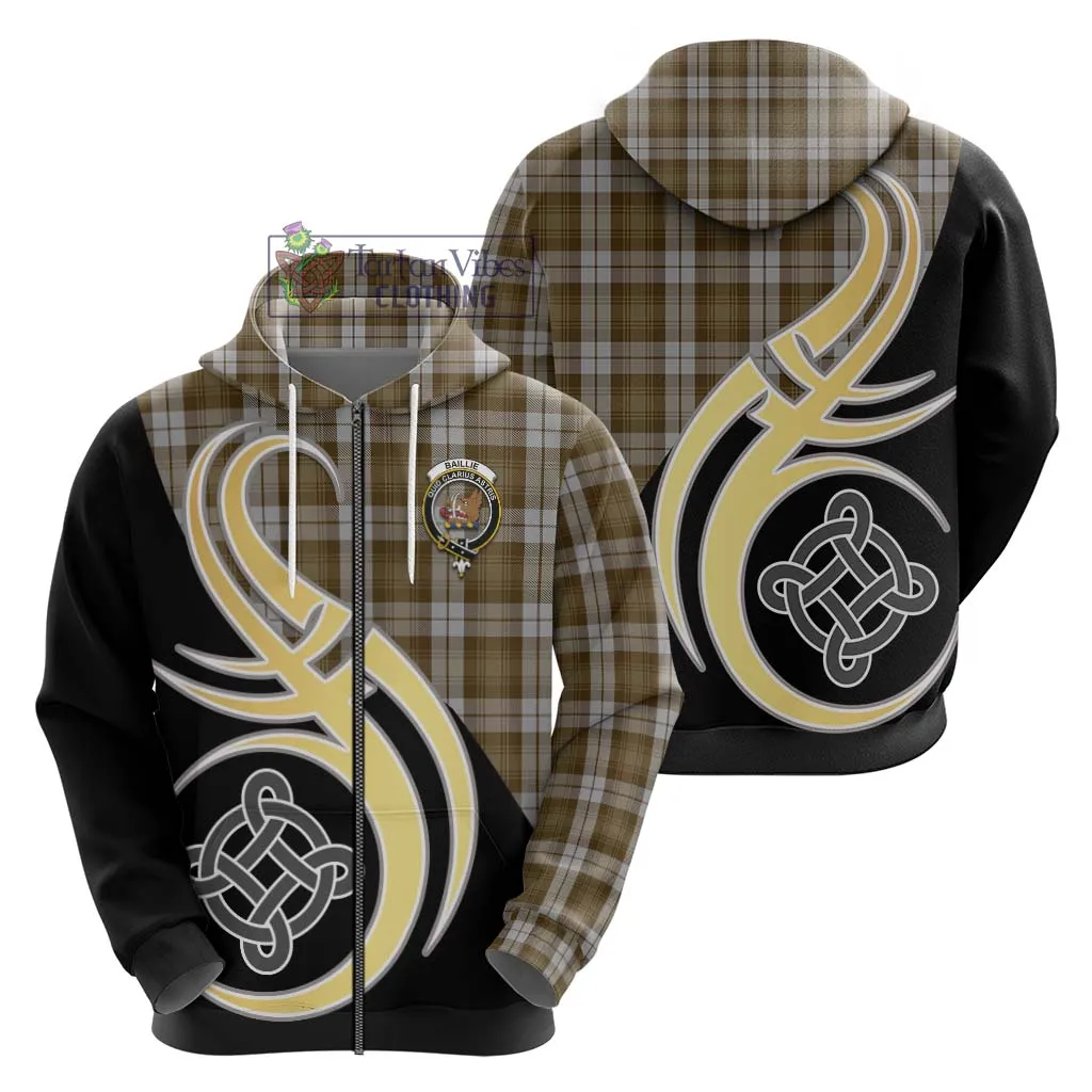 Baillie Dress Tartan Hoodie with Family Crest and Celtic Symbol Style