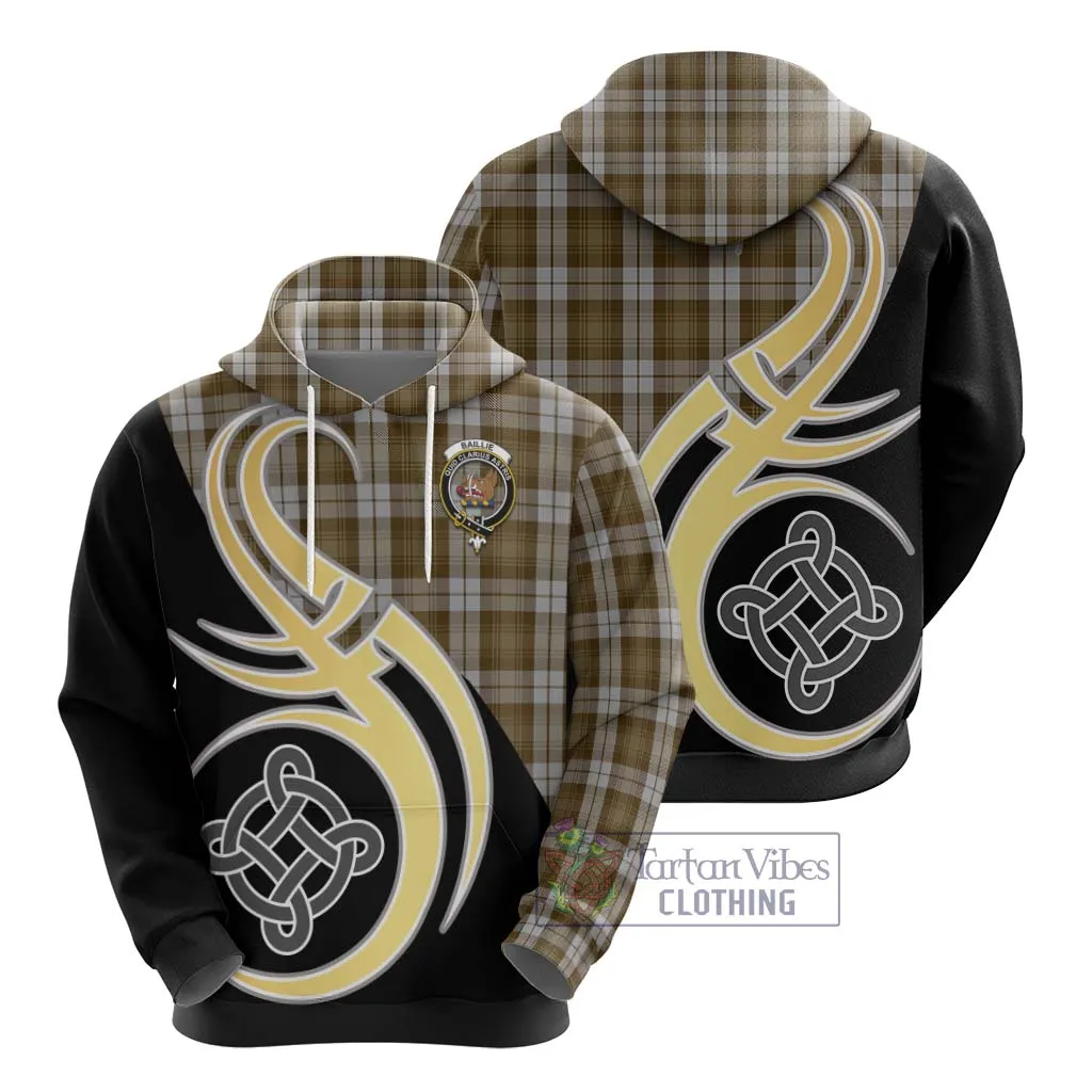 Baillie Dress Tartan Hoodie with Family Crest and Celtic Symbol Style