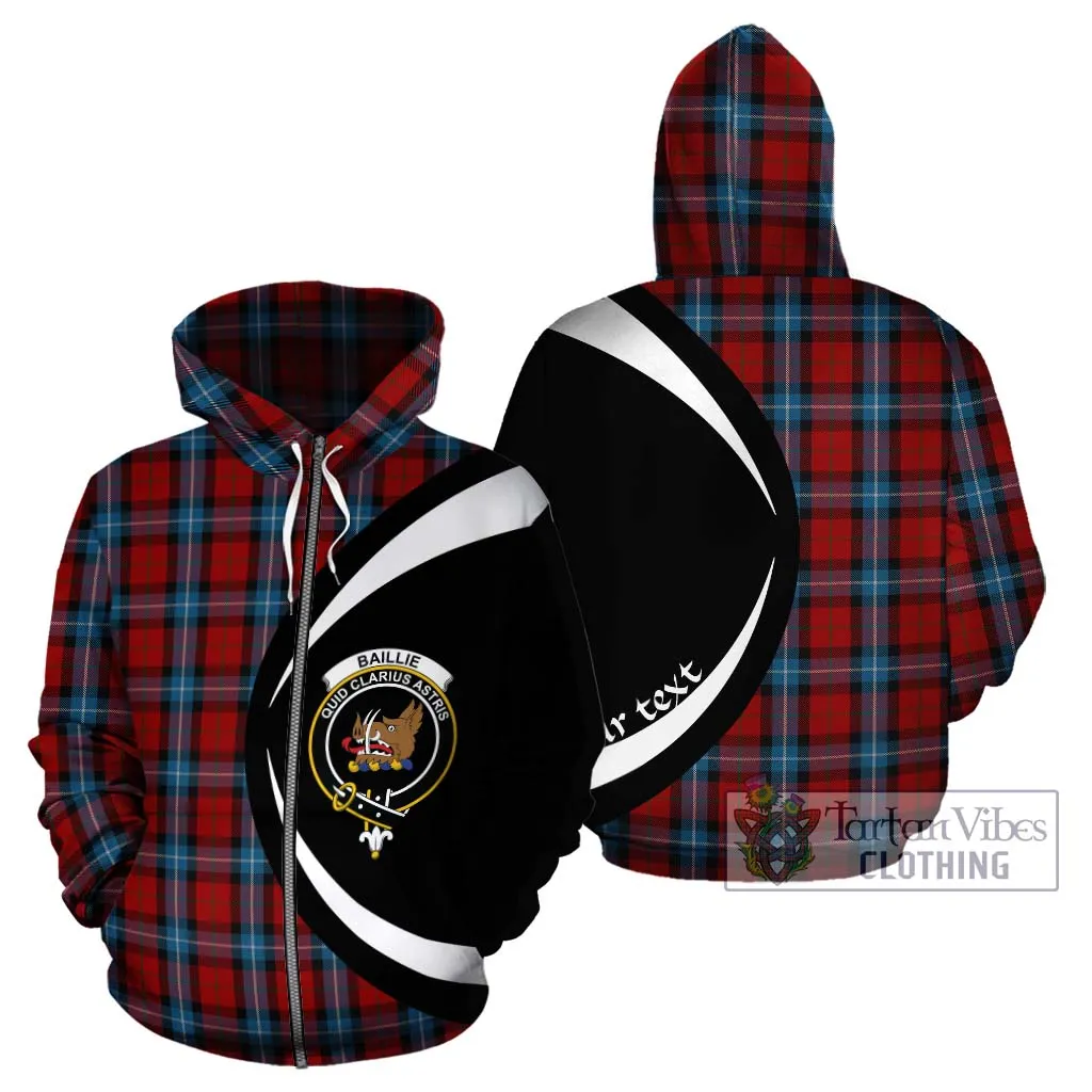 Baillie of Polkemmet Red Tartan Hoodie with Family Crest Circle Style