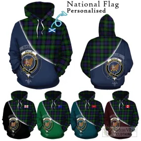 Baillie Tartan Hoodie with Personalised National Flag and Family Crest Half Style