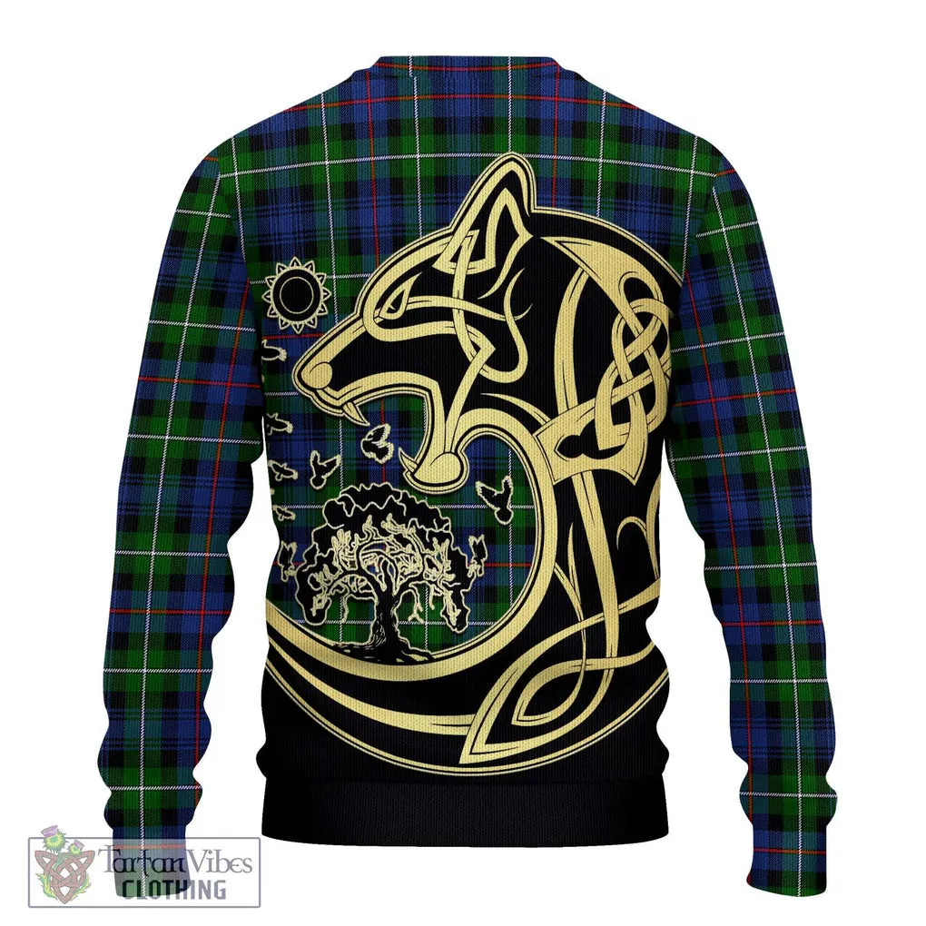 Baillie Tartan Ugly Sweater with Family Crest Celtic Wolf Style