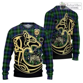 Baillie Tartan Ugly Sweater with Family Crest Celtic Wolf Style