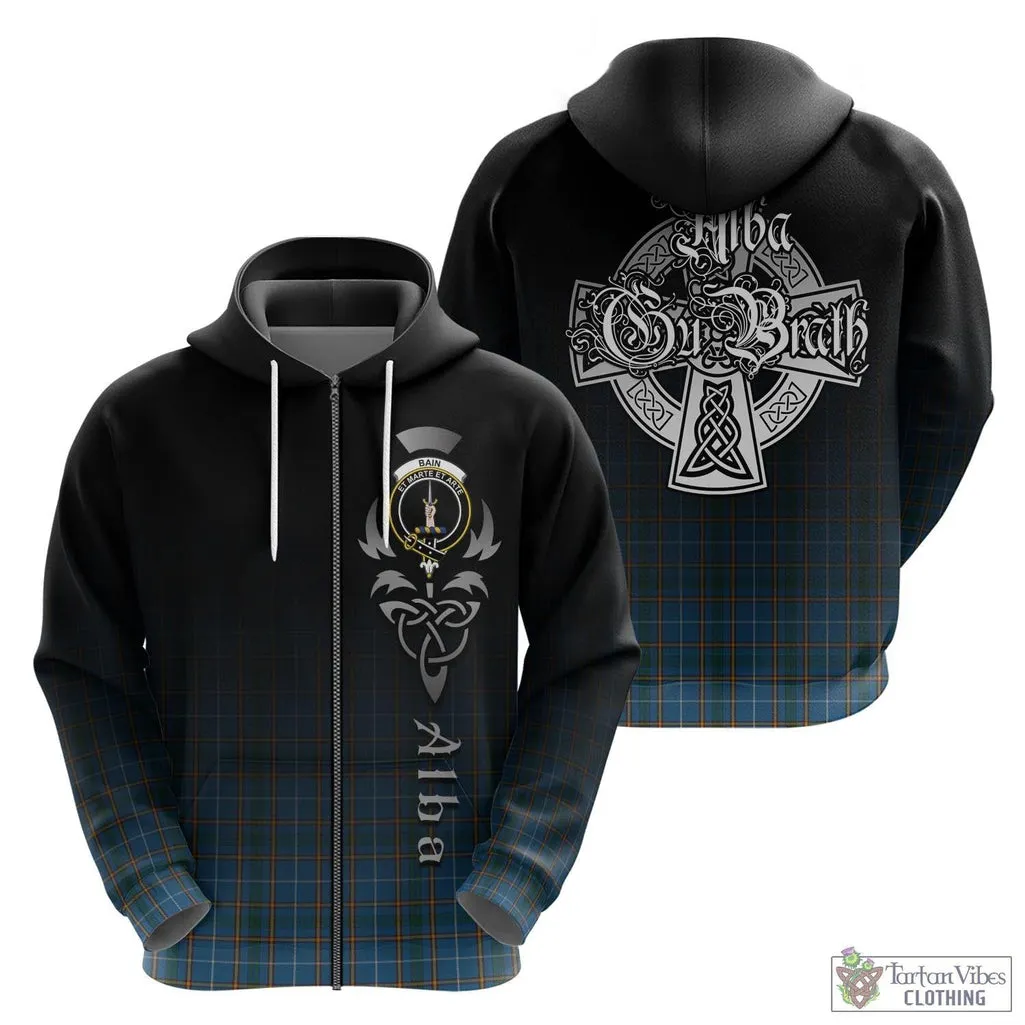 Bain Tartan Hoodie Featuring Alba Gu Brath Family Crest Celtic Inspired