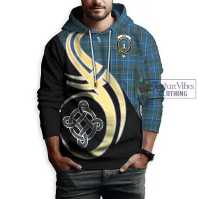 Bain Tartan Hoodie with Family Crest and Celtic Symbol Style