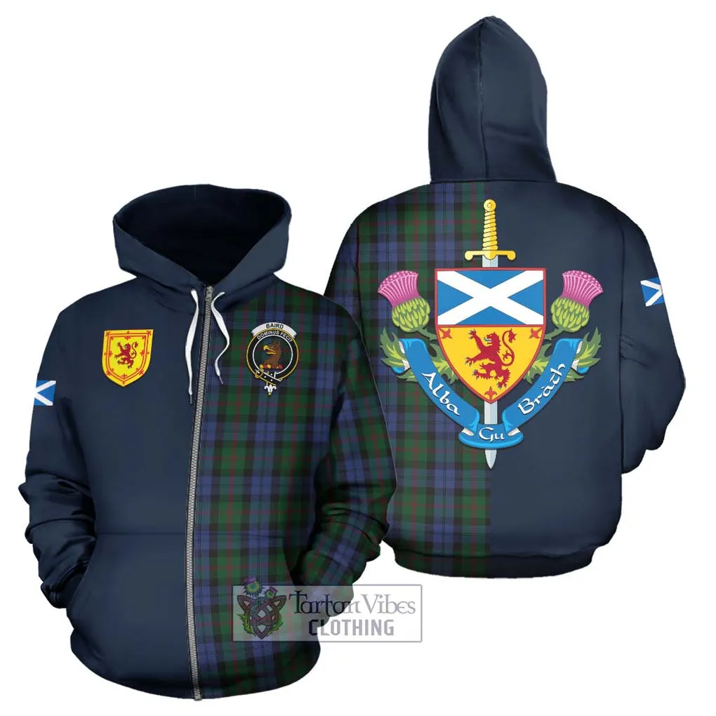 Baird Tartan Hoodie Alba with Scottish Lion Royal Arm Half Style