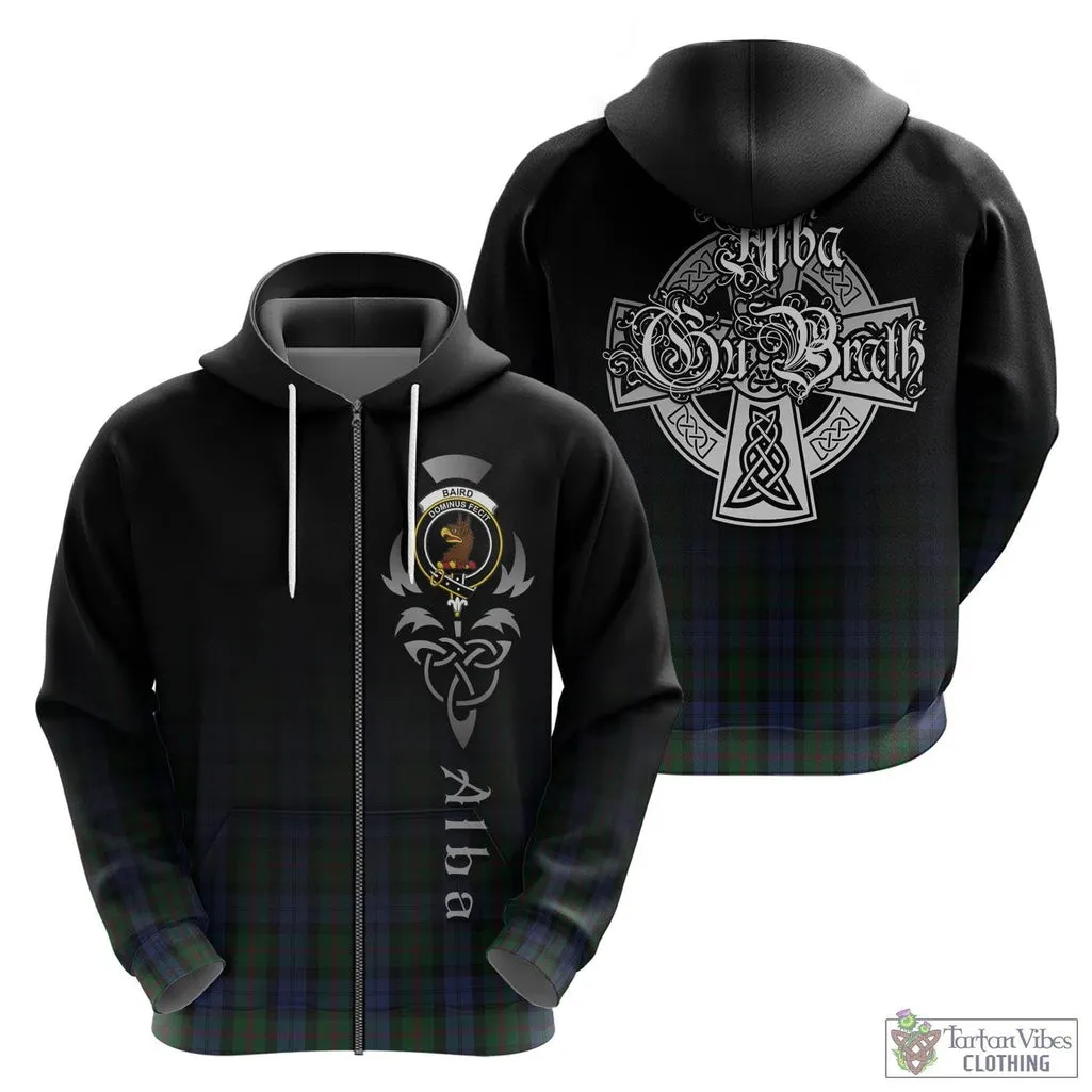 Baird Tartan Hoodie Featuring Alba Gu Brath Family Crest Celtic Inspired