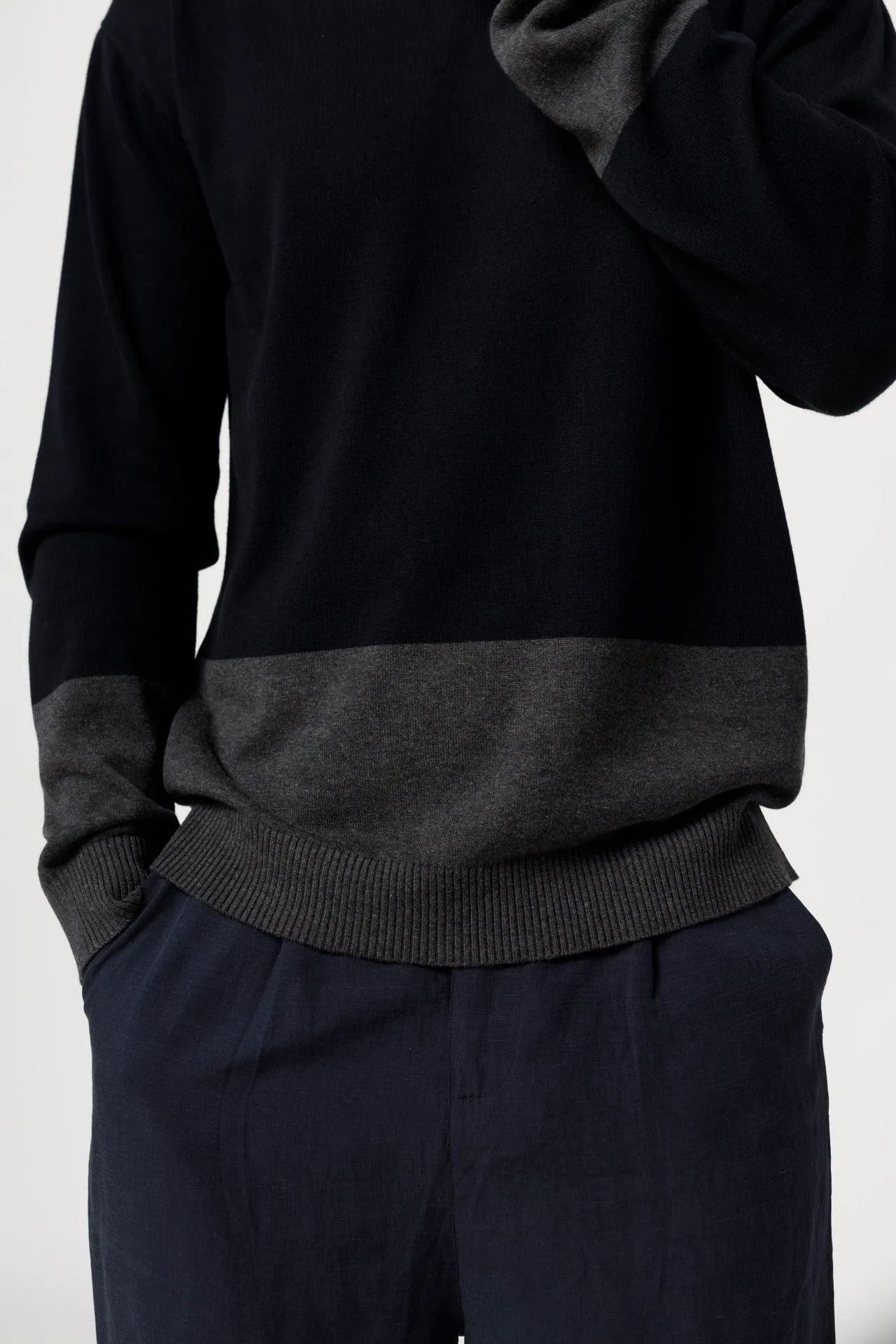 Bamboo Color Block Two-Tone Sweater