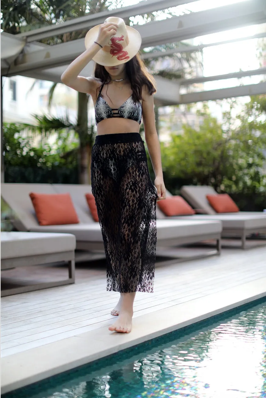 Beach Long Black Lace Skirt