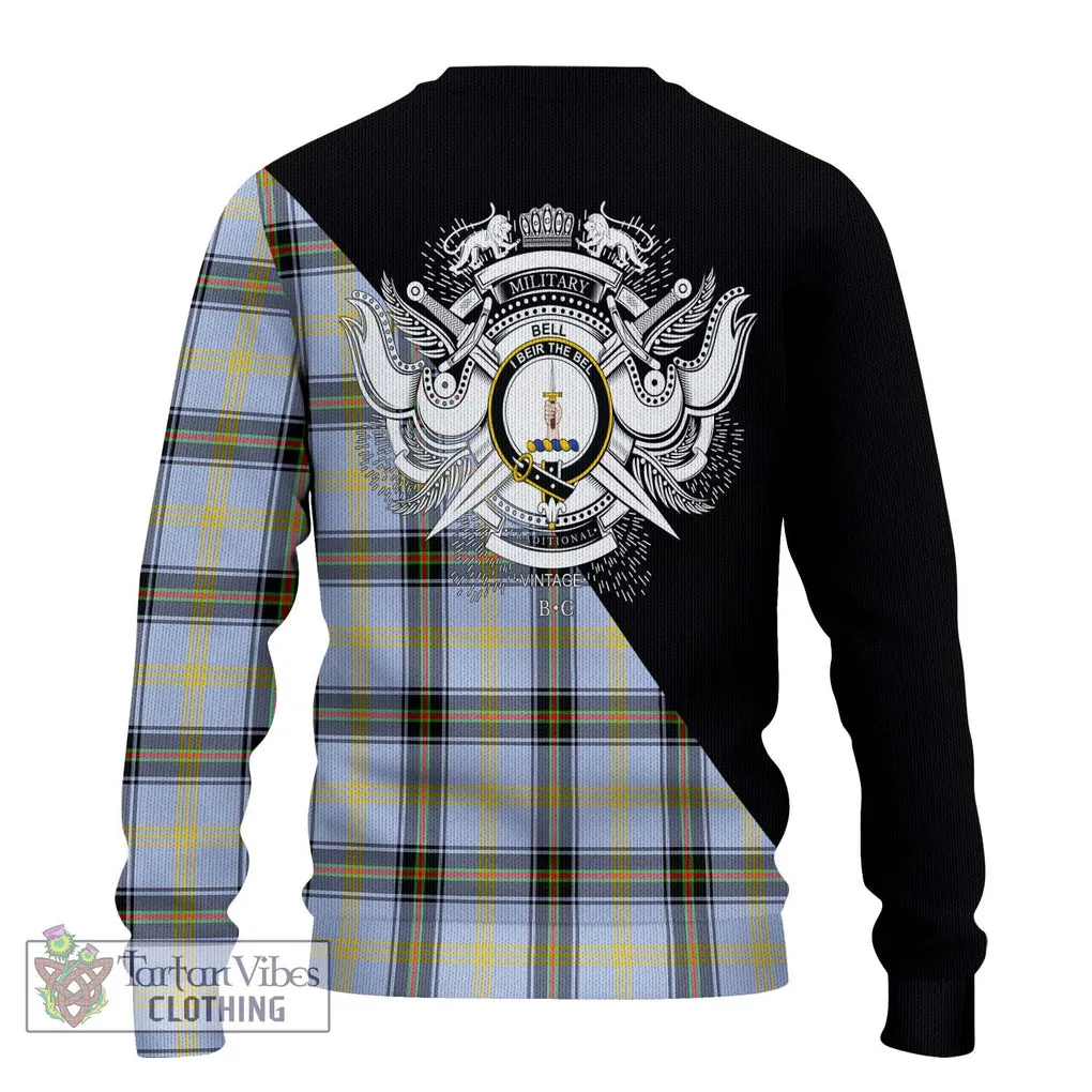 Bell of the Borders Tartan Ugly Sweater with Family Crest and Military Logo Style