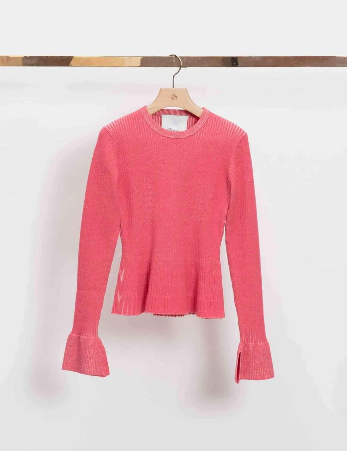 Bi Color Rib Long Sleeve Crewnewck Pullover