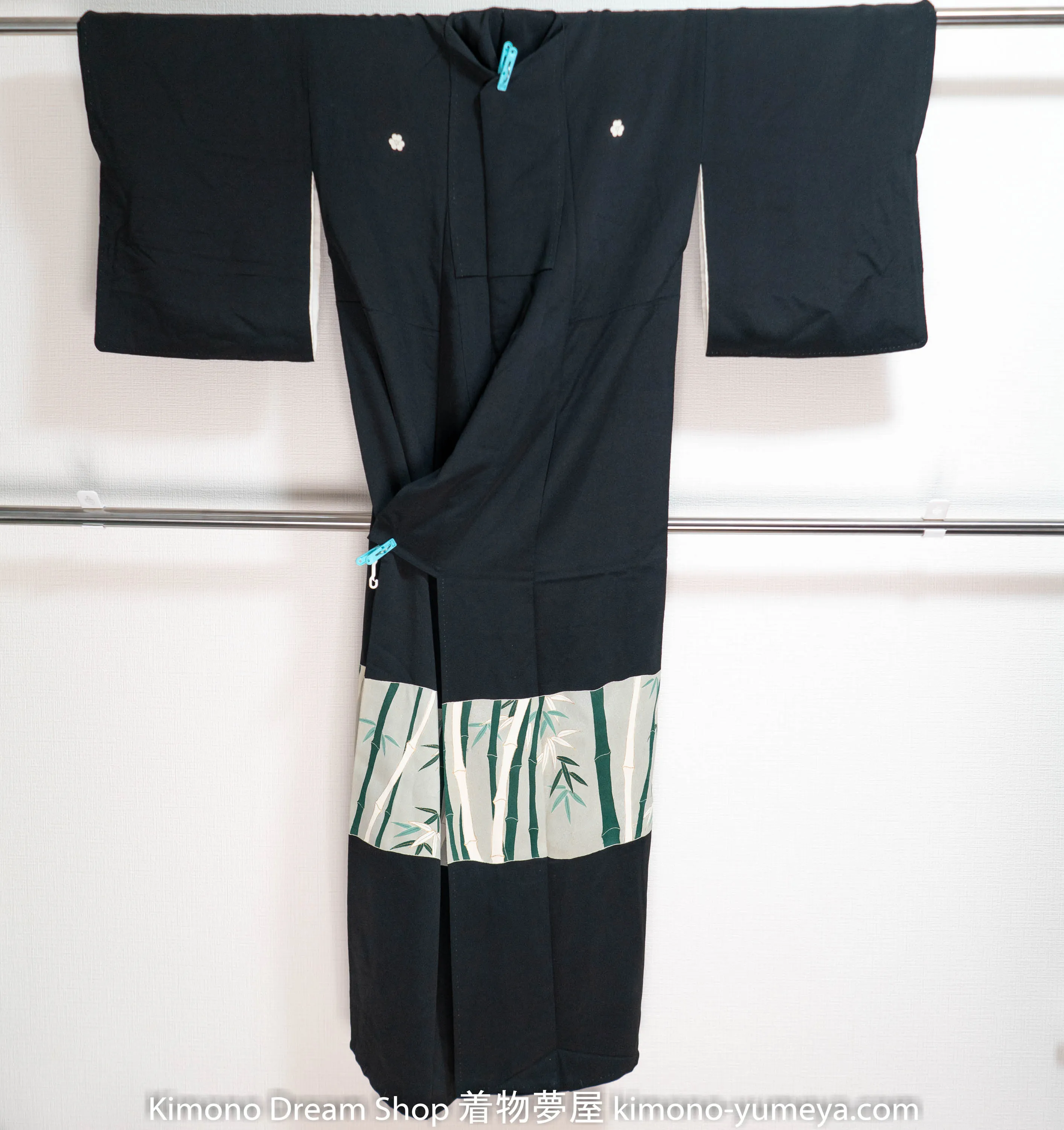 Black Bamboo Forest Tomesode - Genuine Silk Formal Japanese Woman's Robe - Unique All Around Pattern