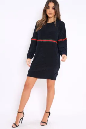 Blue Glitter Stripe Jumper Dress - Finley