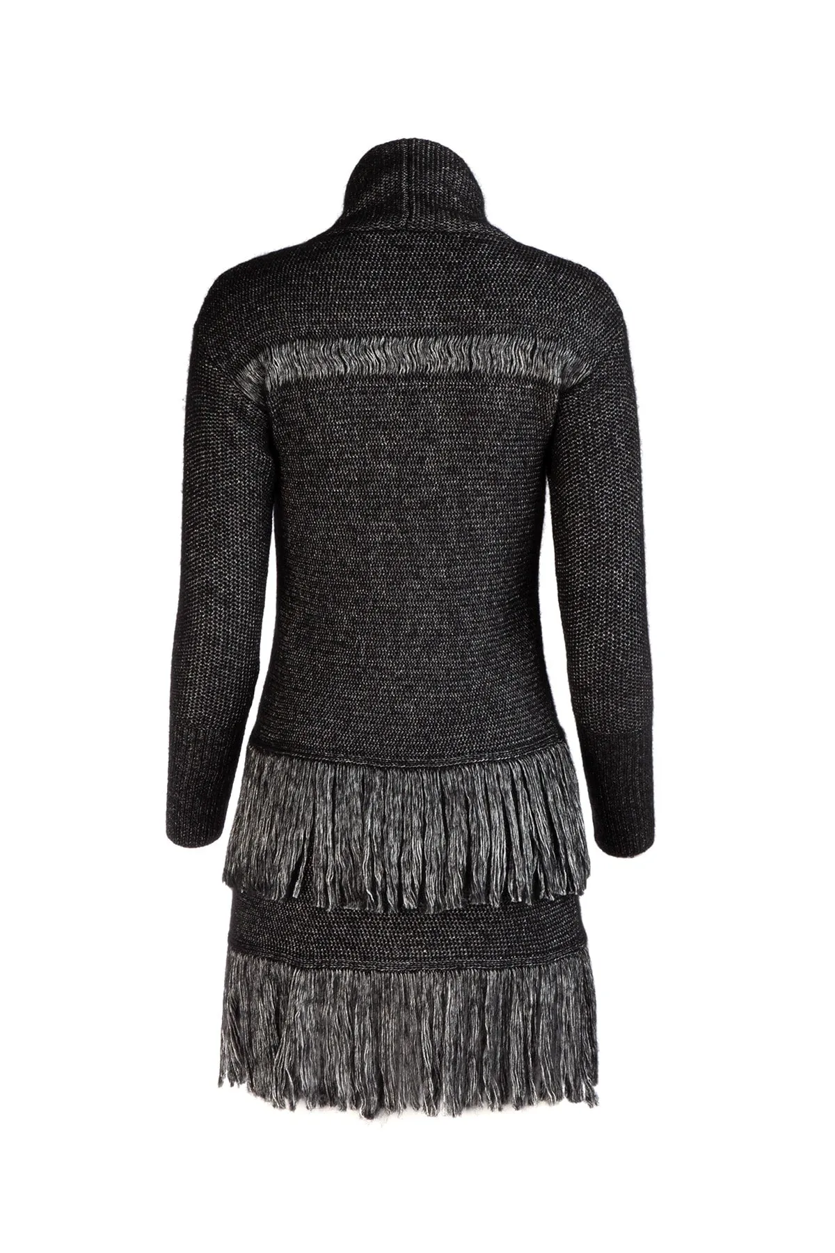 Blumarine Fringed Turtleneck Sweater Dress