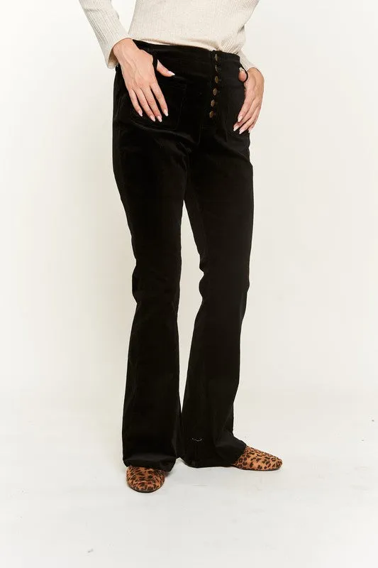 Bohemian Corduroy Button Front Flare Pants