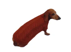 Brown knitted sweater for dachshund dog