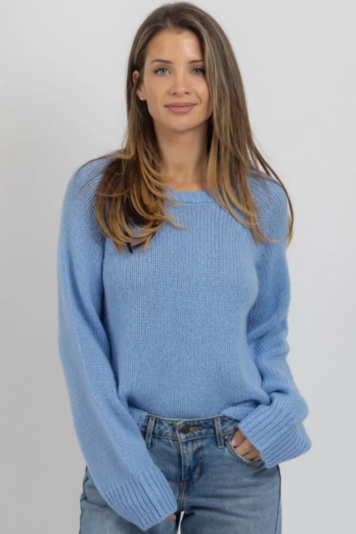 BRUNCHY BLUE KNIT SWEATER