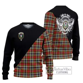 Buchanan Old Dress Tartan Ugly Sweater with Family Crest and Military Logo Style