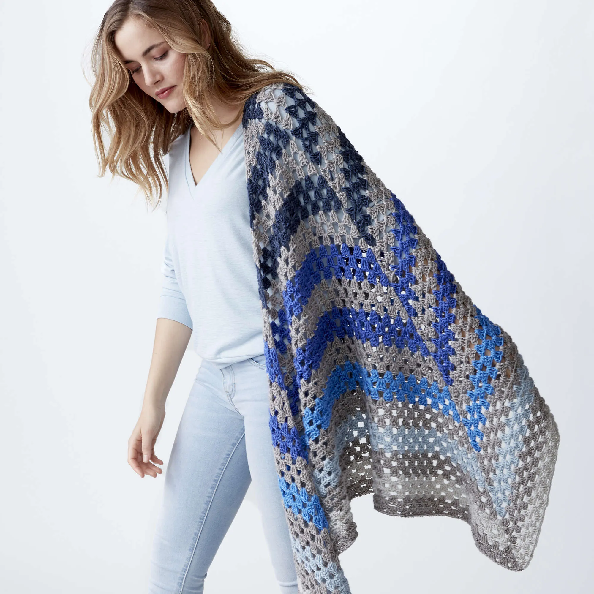 Caron X Pantone Staggered Stripes Crochet Shawl