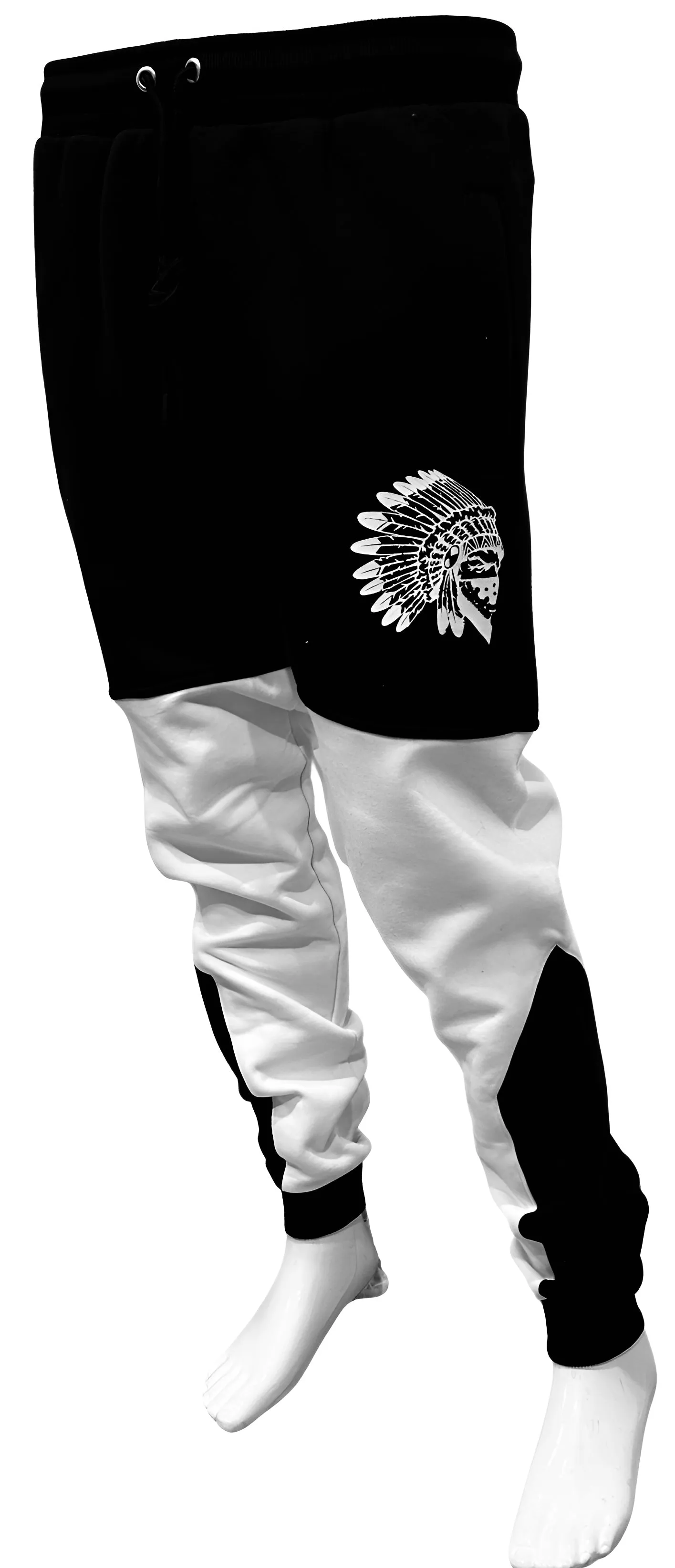 ^CHIEFIN’^ (BLACK-WHITE) JOGGER SWEATPANTS (CUT & SEW)