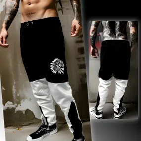 ^CHIEFIN’^ (BLACK-WHITE) JOGGER SWEATPANTS (CUT & SEW)