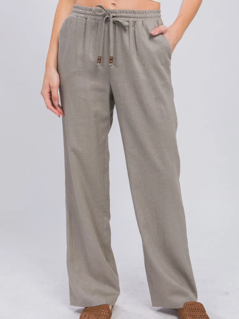 Chloe Linen Pants - Greystone