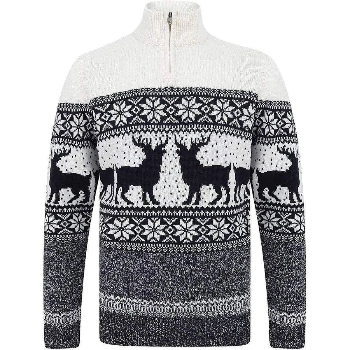 Christmas Gullfoss Nordic Half Zip Mens Christmas Jumper - Cream