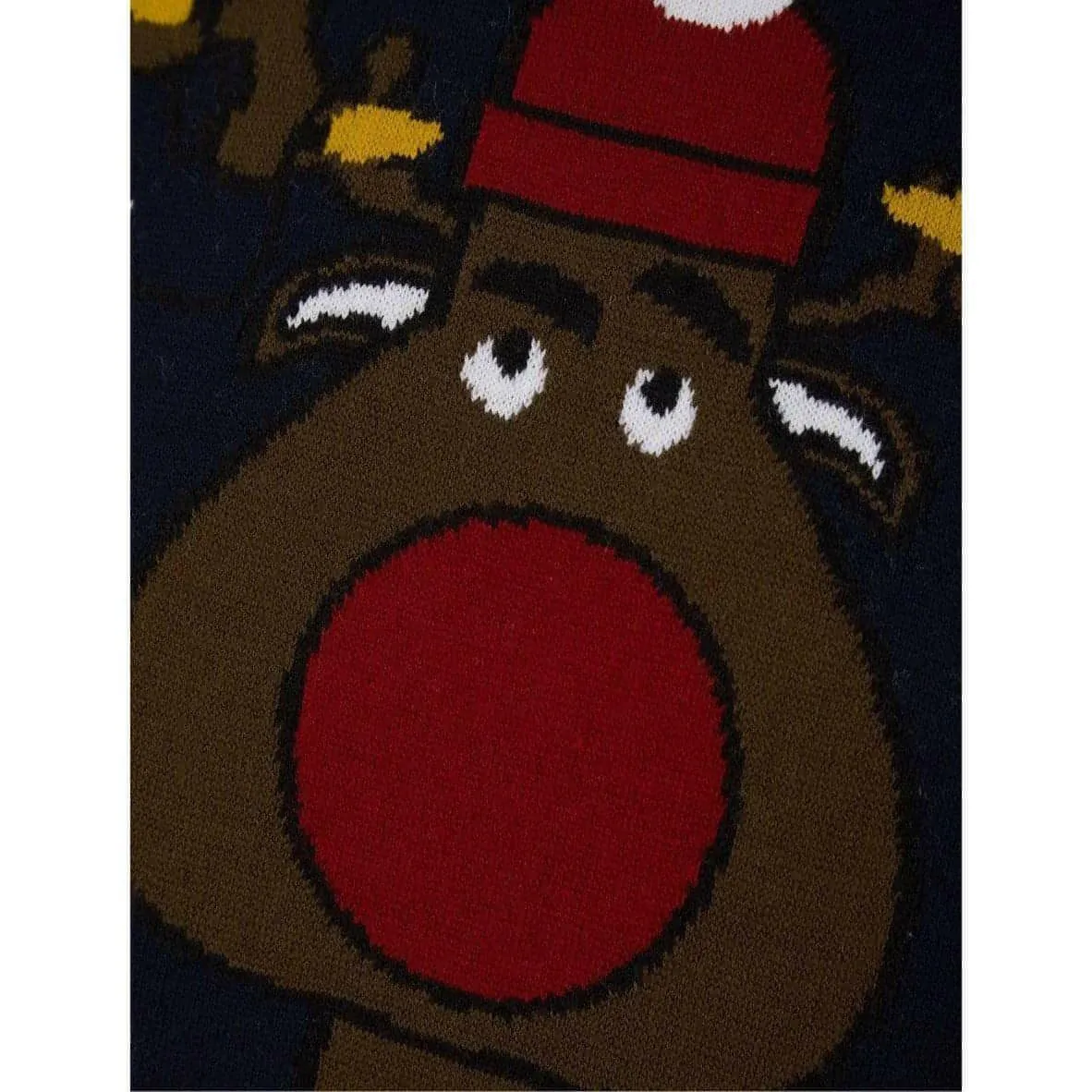 Christmas Jumbled Rudolph Motif Mens Christmas Jumper - Ink