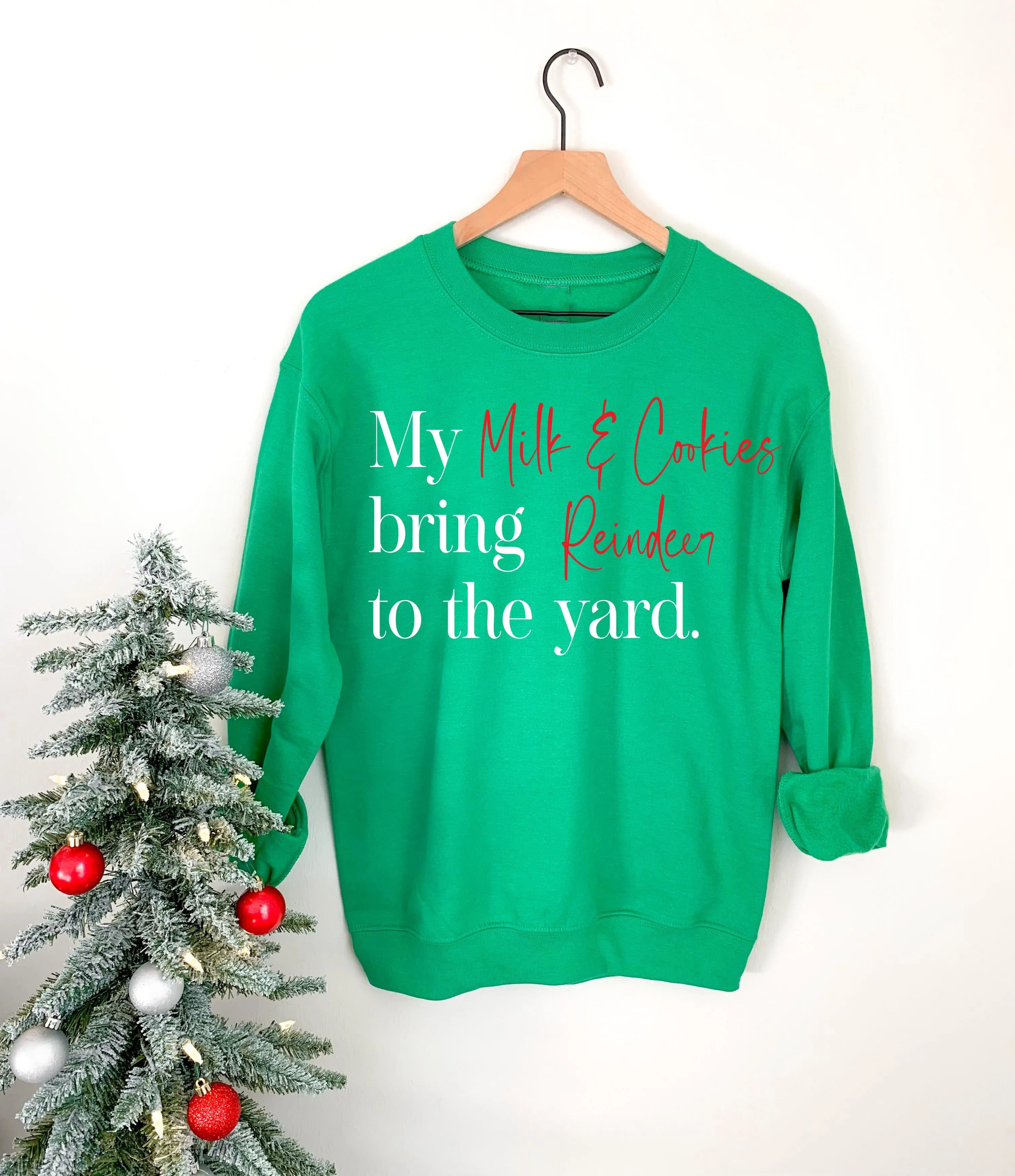 Christmas Milk and Cookies Sweatshirt bring Reindeer To Yard - Unisex Pullover