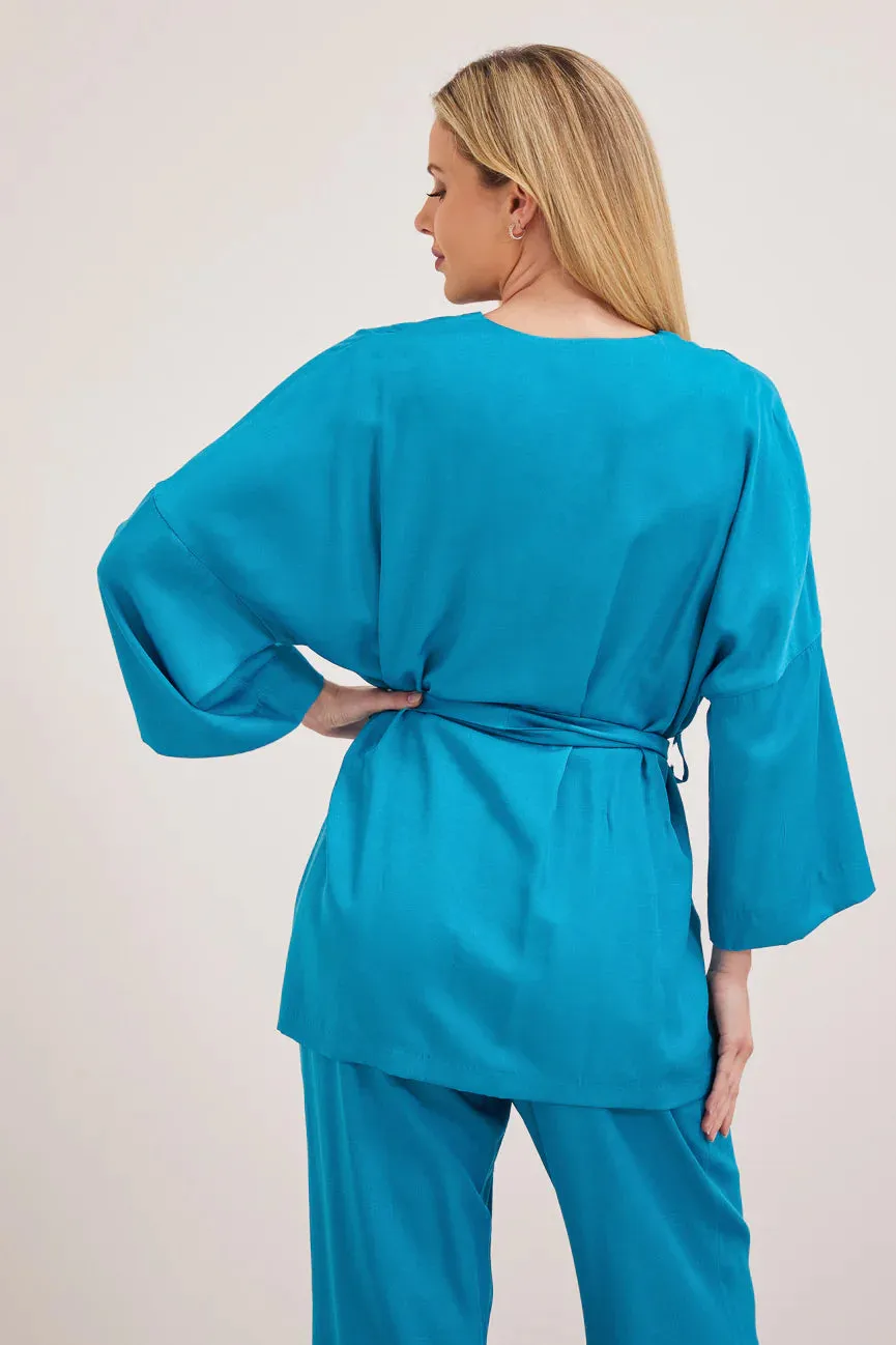 CLARISE KIMONO STYLE JACKET (TURQUOISE)