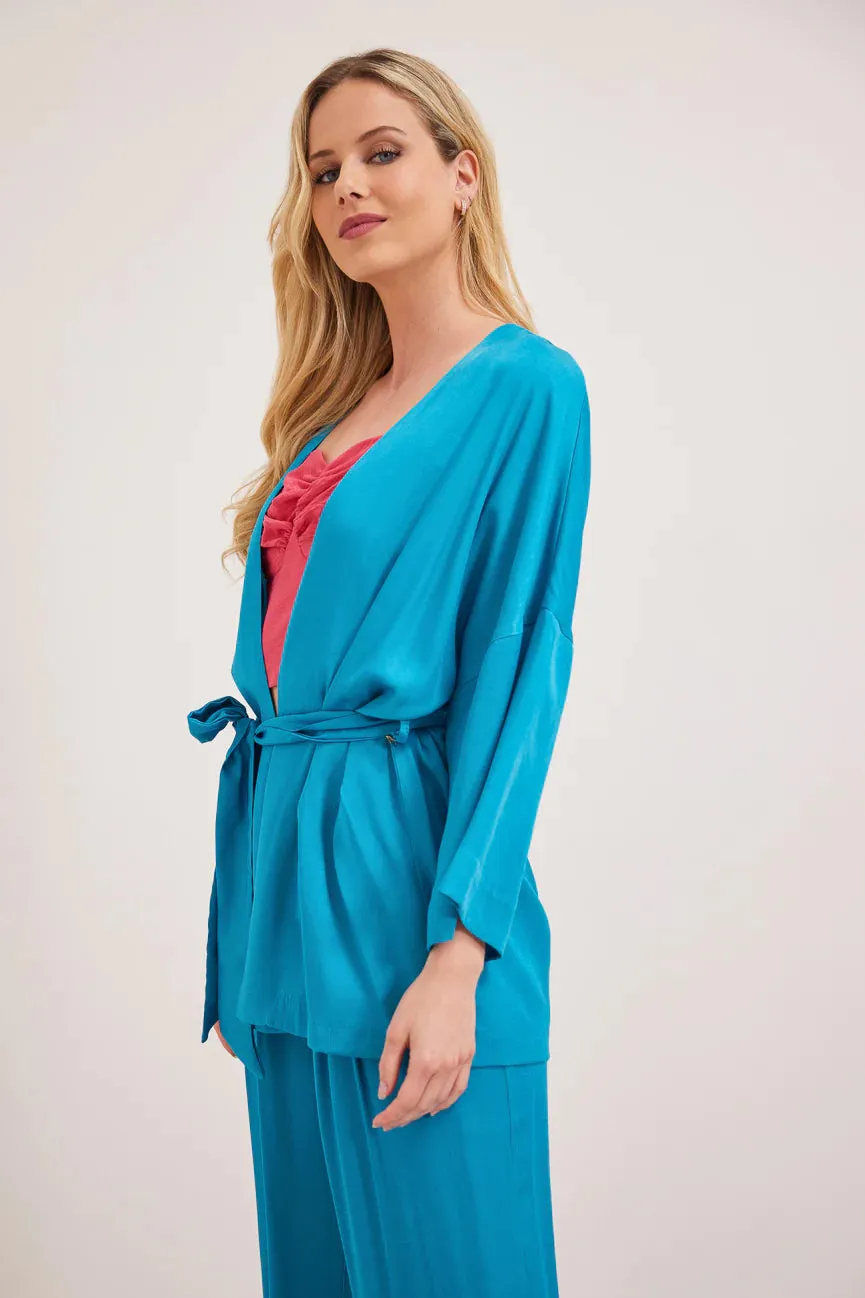 CLARISE KIMONO STYLE JACKET (TURQUOISE)