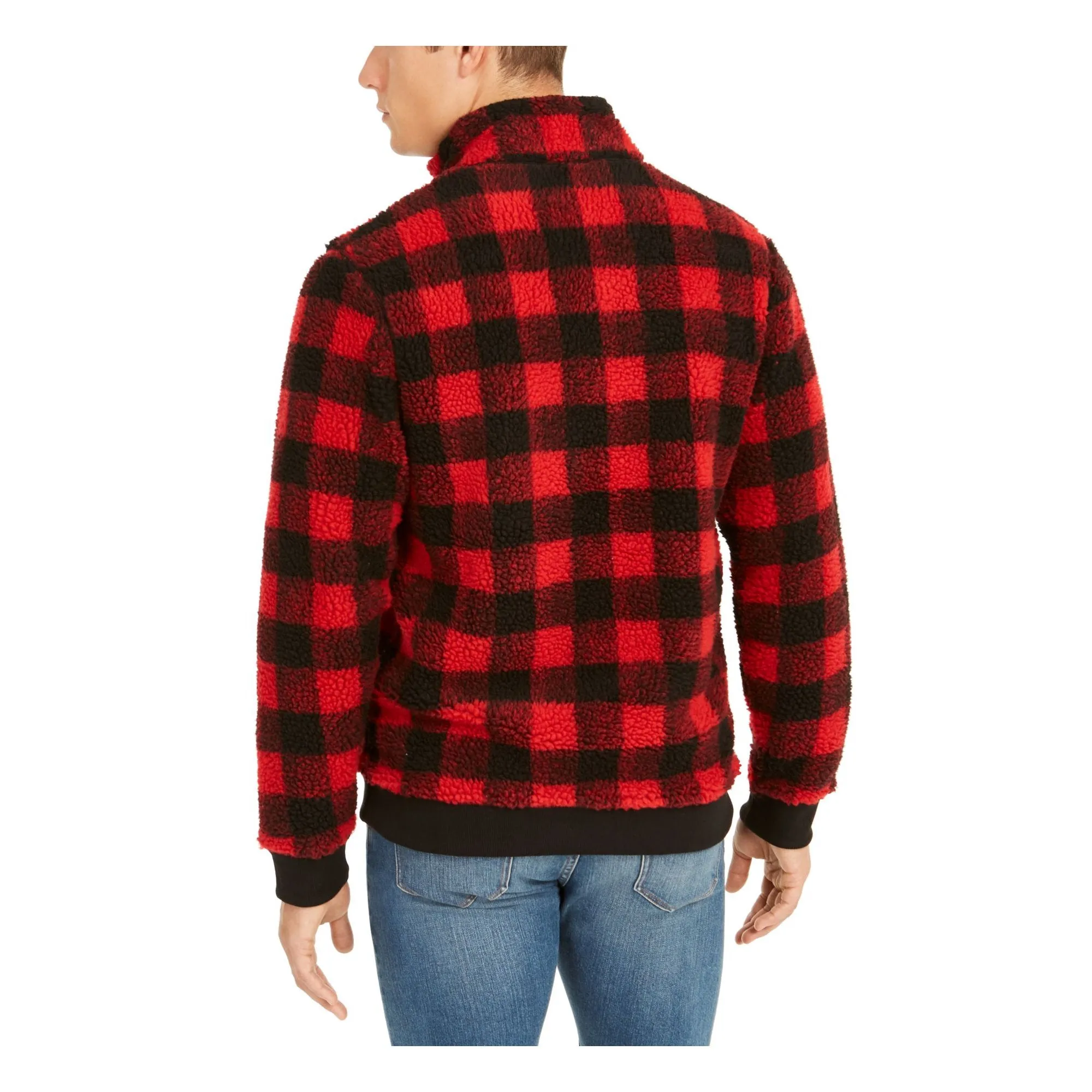 Club Room Mens Full-Zip Plaid Sherpa Jacket, Size Small