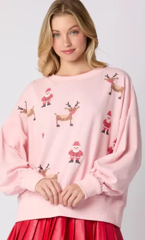 Cross Stitch Santa Pullover