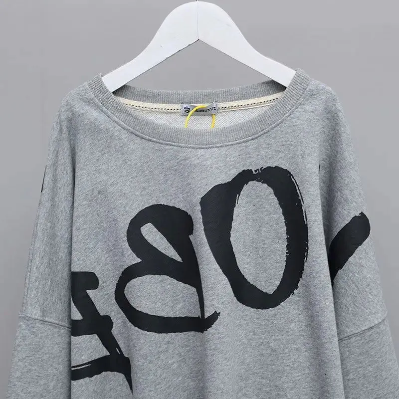 Cute Unique Y2k Letter Print Long Sleeve Pullover Tops