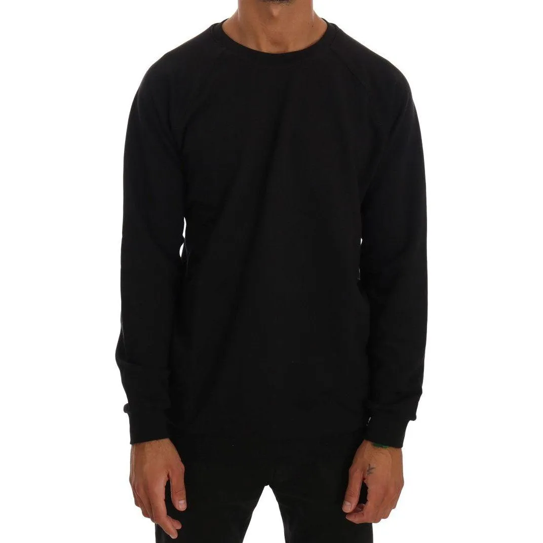 Daniele Alessandrini Elegant Black Cotton Crewneck Sweater