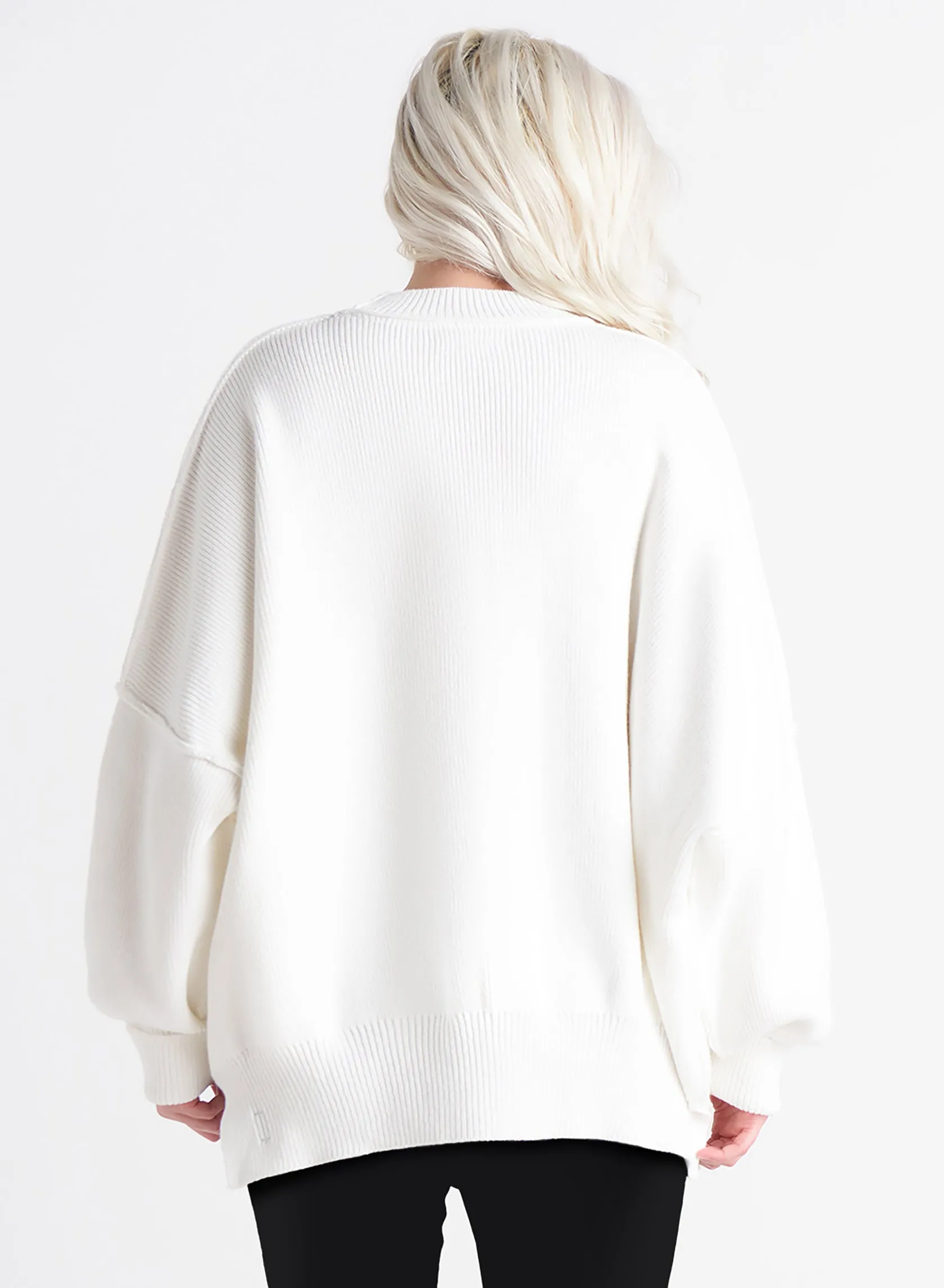 Dex Cloud Exposed Seams Tunic Sweater