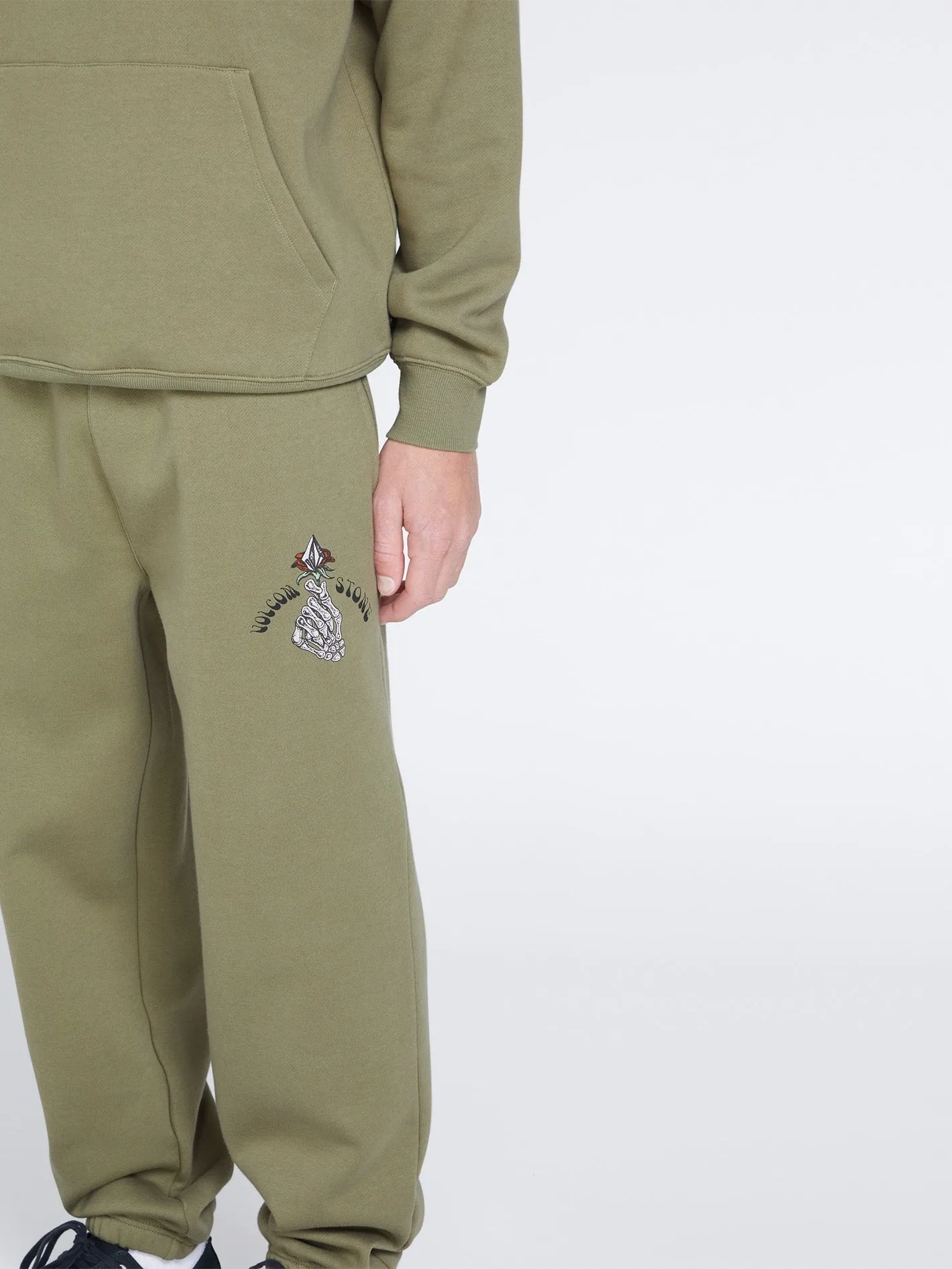 Earth Tripper Elastic Waist Fleece Pants - Thyme Green