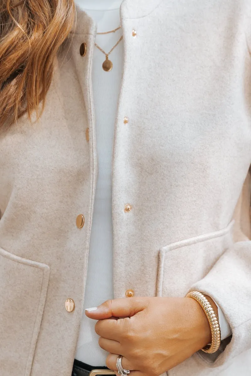 Effortless Beige Bomber Jacket - FINAL SALE