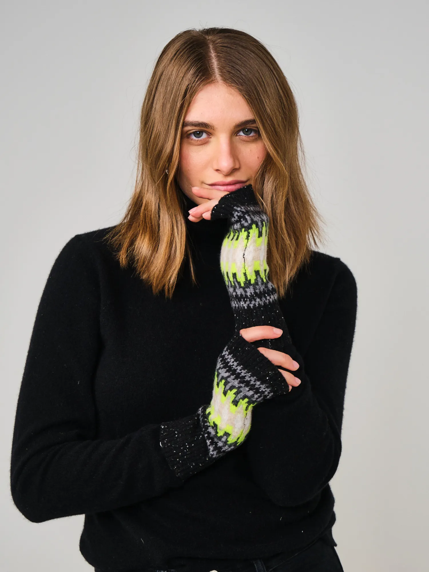 Electric Fairisle Cashmere Wrist Warmers